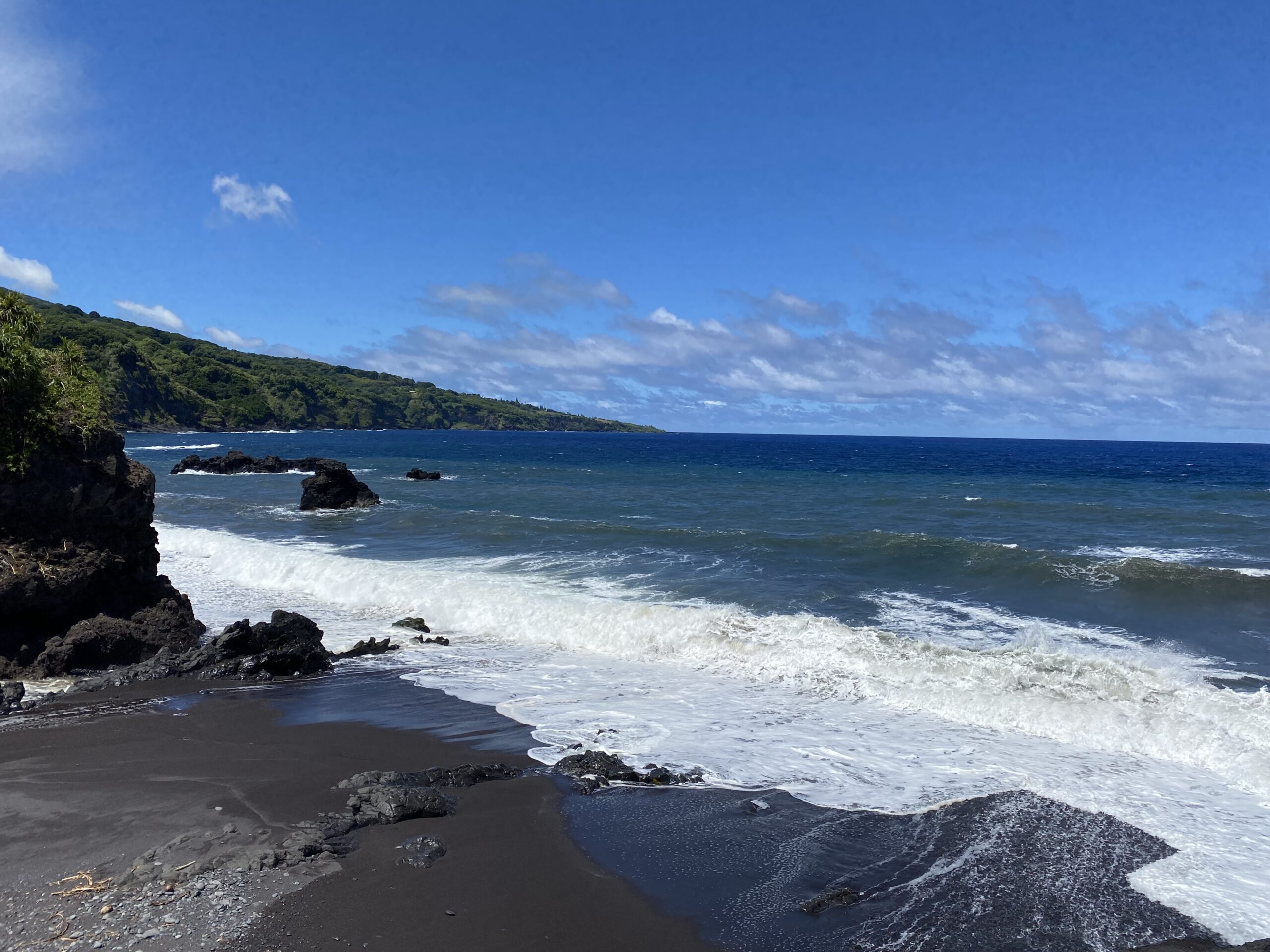 Black sand beach in Hawaii.